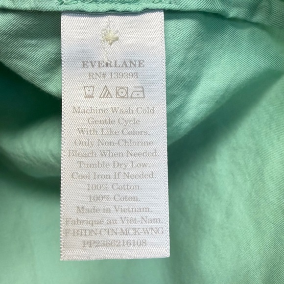 NWT EVERLANE The Wing Shoulder Mock Neck Ruffle Long Sleeve Blouse Green Size 8 - Picture 10 of 11